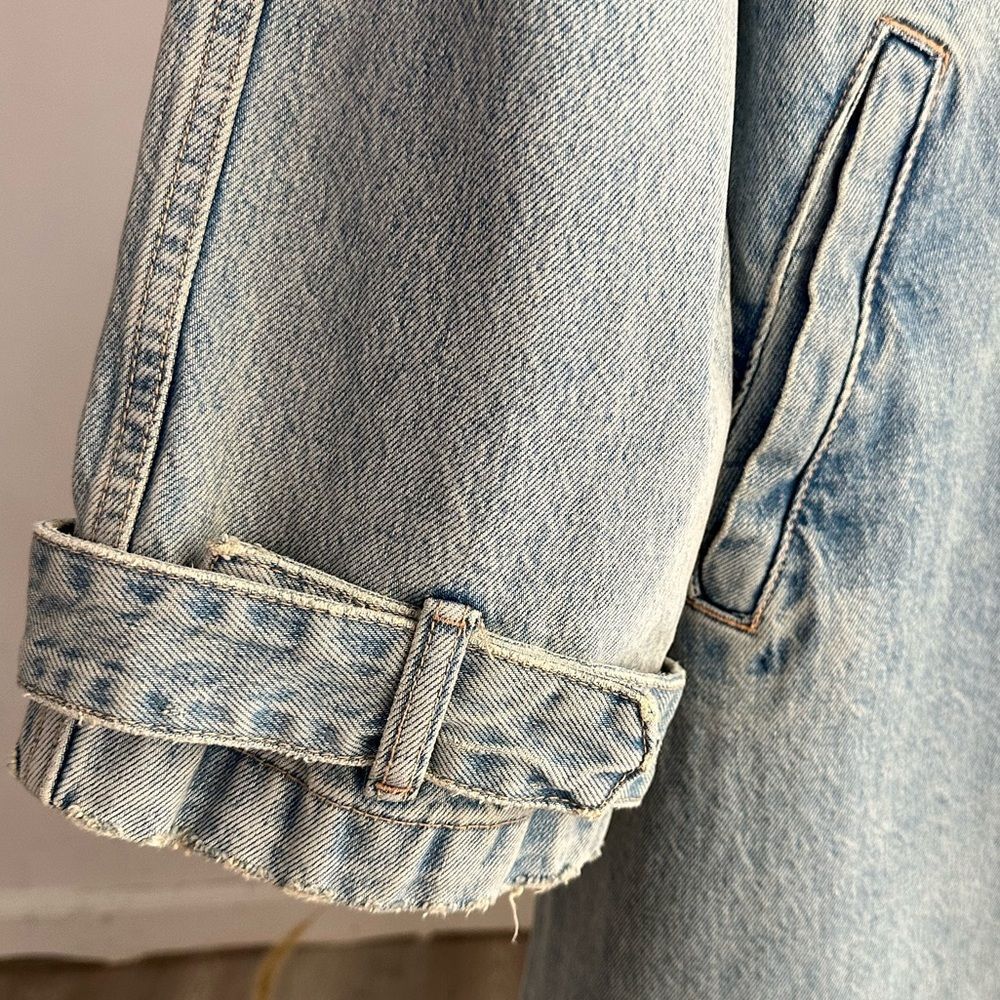 Zara Light Blue TRF Denim Trench Coat New - Picture 11 of 12